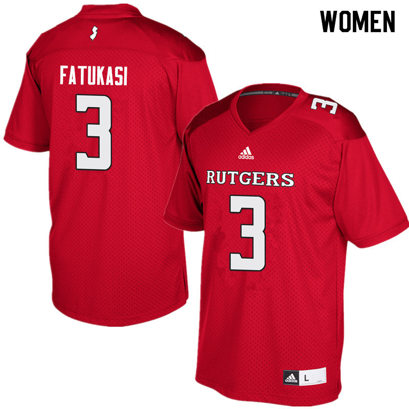 Women #3 Olakunle Fatukasi Rutgers Scarlet Knights College Football Jerseys Sale-Red - Click Image to Close